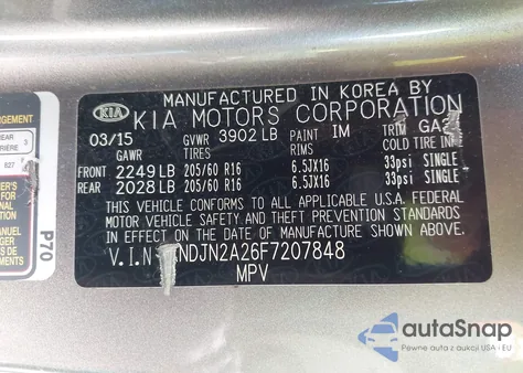 2015 Kia Soul z USA, uszkodzony, nr VIN KNDJN2A26F7207848